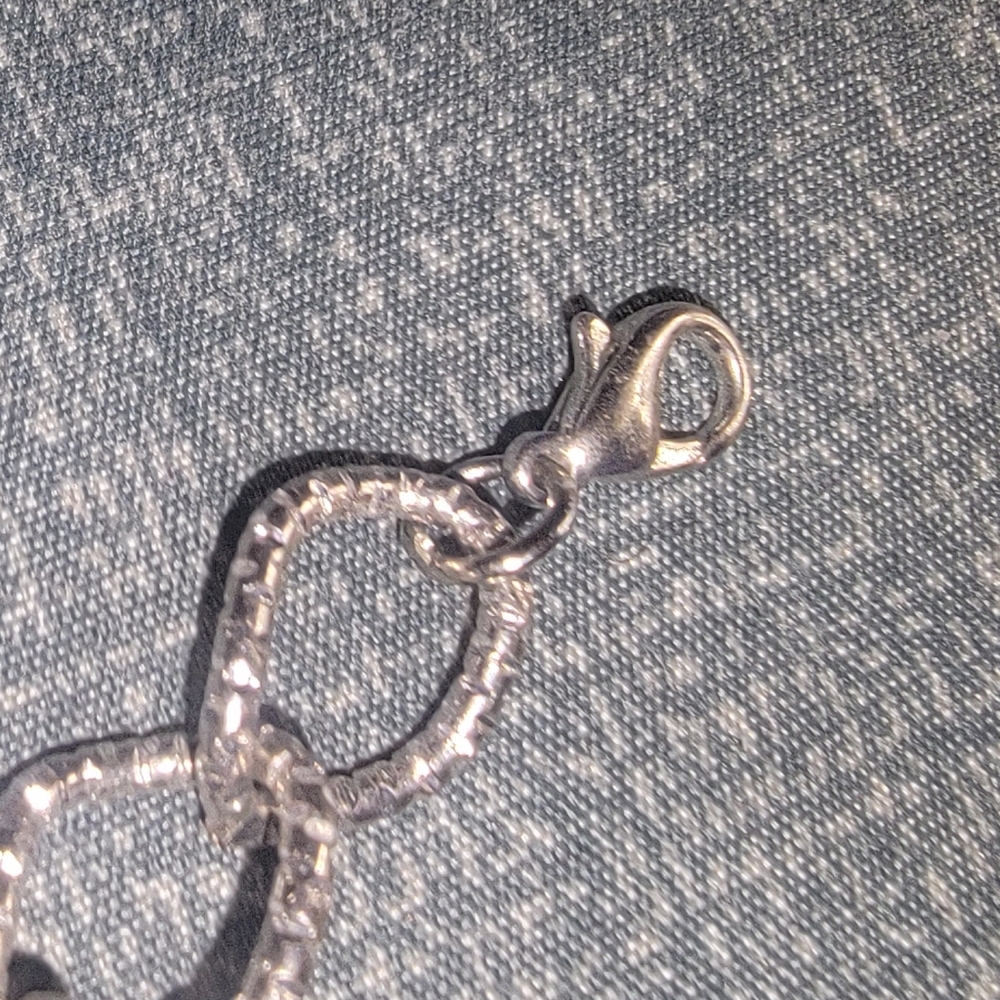 Misses faux Silver and turquoise  cross charms dangle Bracelet cute adjustable - Picture 5 of 7